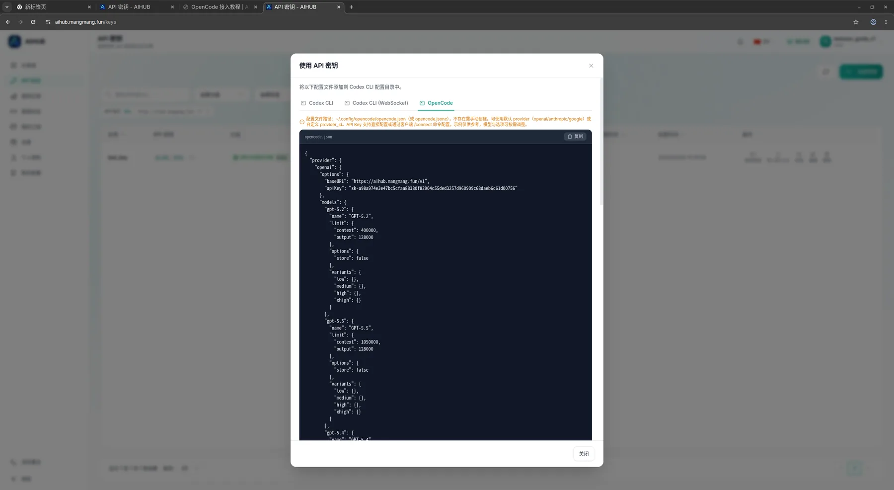AIHUB OpenCode 配置参考